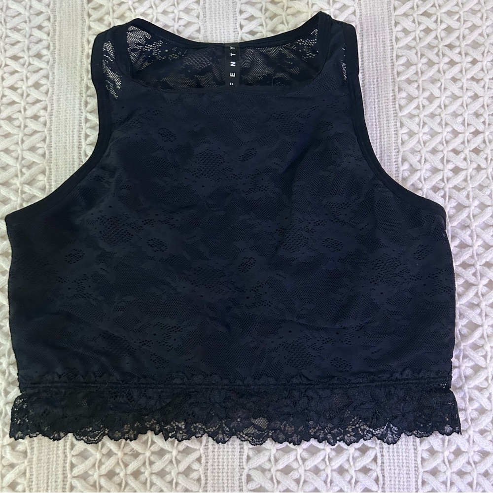 Savage X Fenty Bralette Medium Black Lace Floral Crop Top